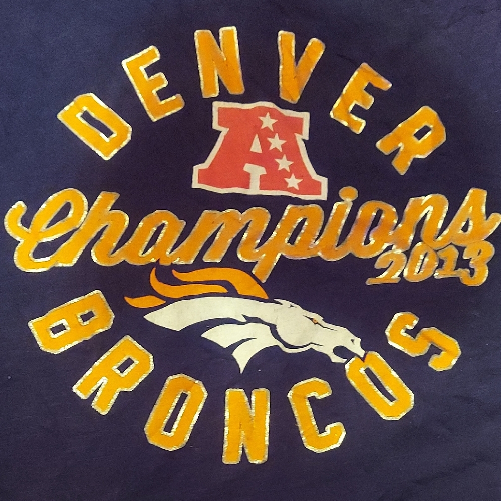 Vintage Wash Soft Retro Shimmery Denver Broncos Championship Tee '13